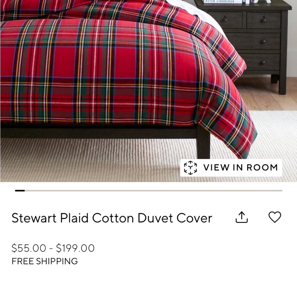 Pottery Barn Red Plaid Duvet Cover with 2 king size matching shams.